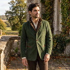 Men's Jacket with Single Breasted Button Up and Stand Collar