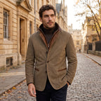 Men's Jacket with Single Breasted Button Up and Stand Collar