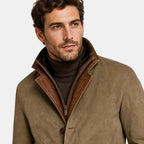 Men's Jacket with Single Breasted Button Up and Stand Collar