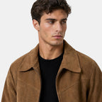 Men's Jacket with Zip Front and Lapel Collar