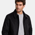 Men's Jacket with Zip Front and Lapel Collar