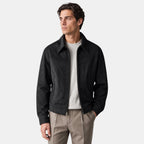 Men's Jacket with Zip Front and Lapel Collar