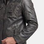 Men's Jacket with Zip Front and Stand Collar with Chest Pockets