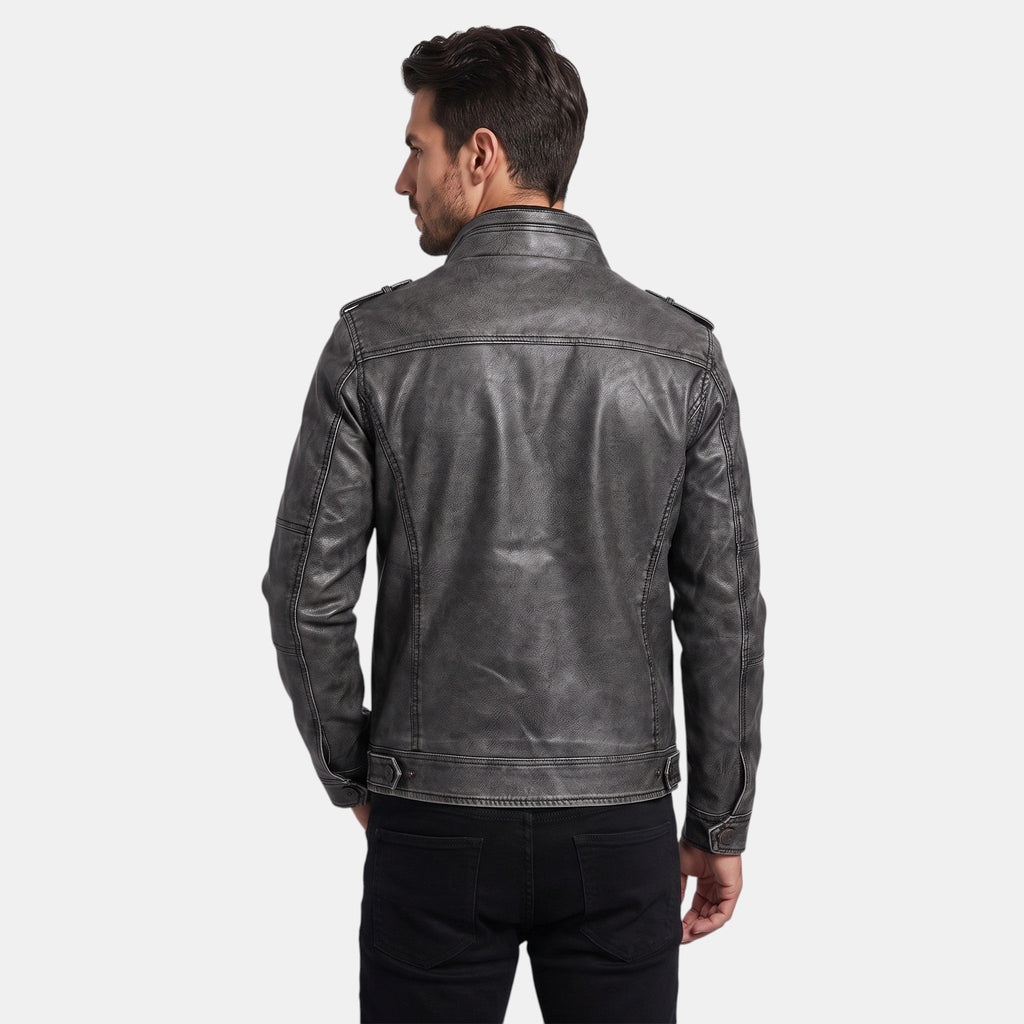 Men's Jacket with Zip Front and Stand Collar with Chest Pockets