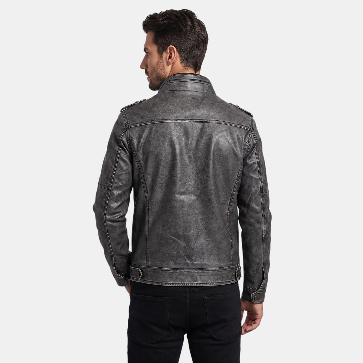 Men's Jacket with Zip Front and Stand Collar with Chest Pockets