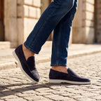Men's Loafers with Slip On Design and Moc Toe
