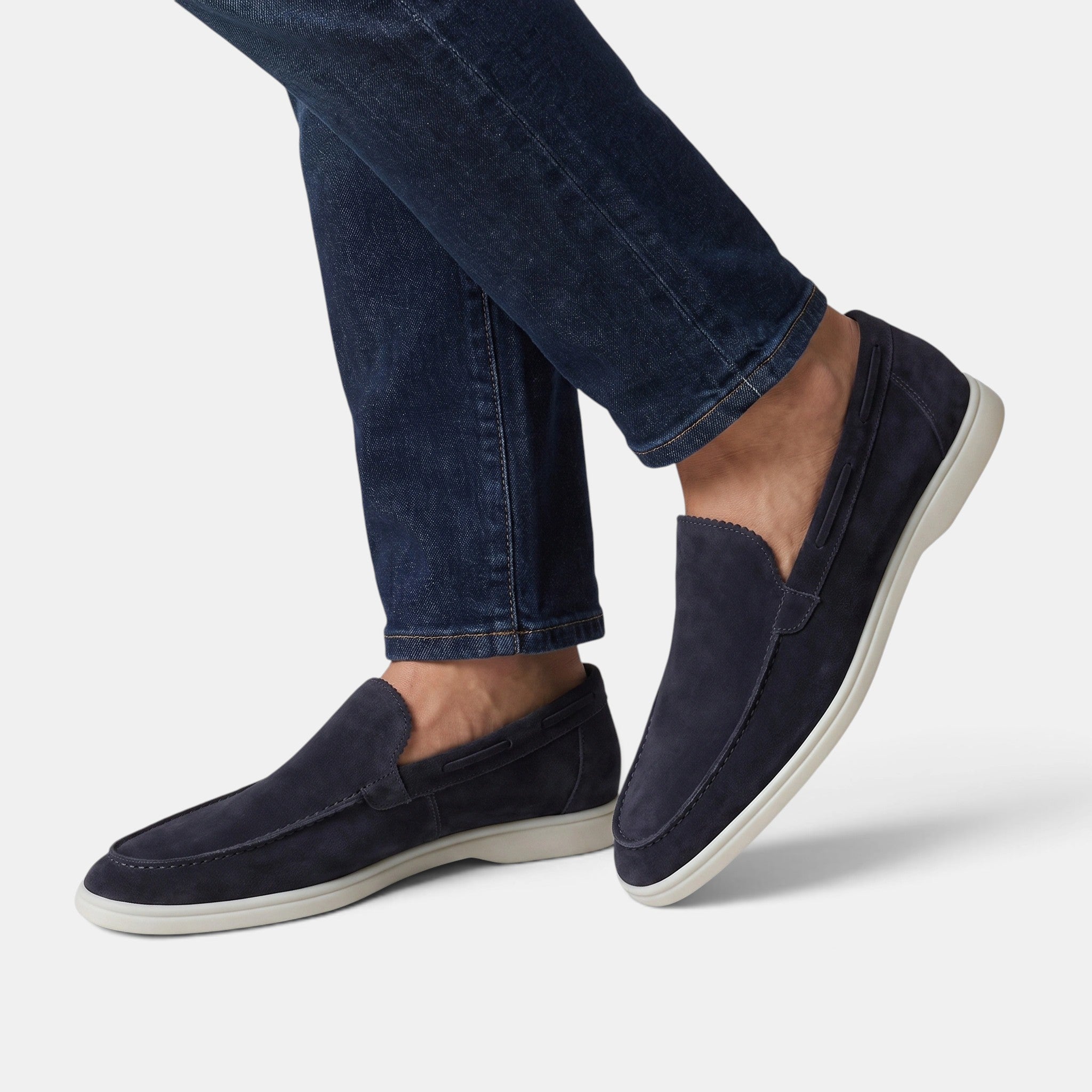 Men's Loafers with Slip On Design and Moc Toe