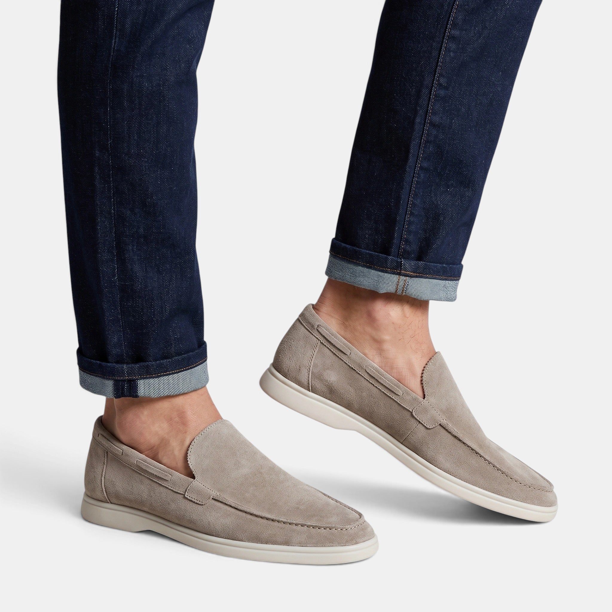 Men's Loafers with Slip On Design and Moc Toe
