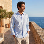 Men's Long Sleeve Shirt with Button Front and Chest Pocket