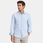 Men's Long Sleeve Shirt with Button Front and Chest Pocket