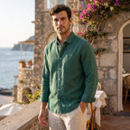 Men's Long Sleeve Shirt with Button Front and Chest Pocket
