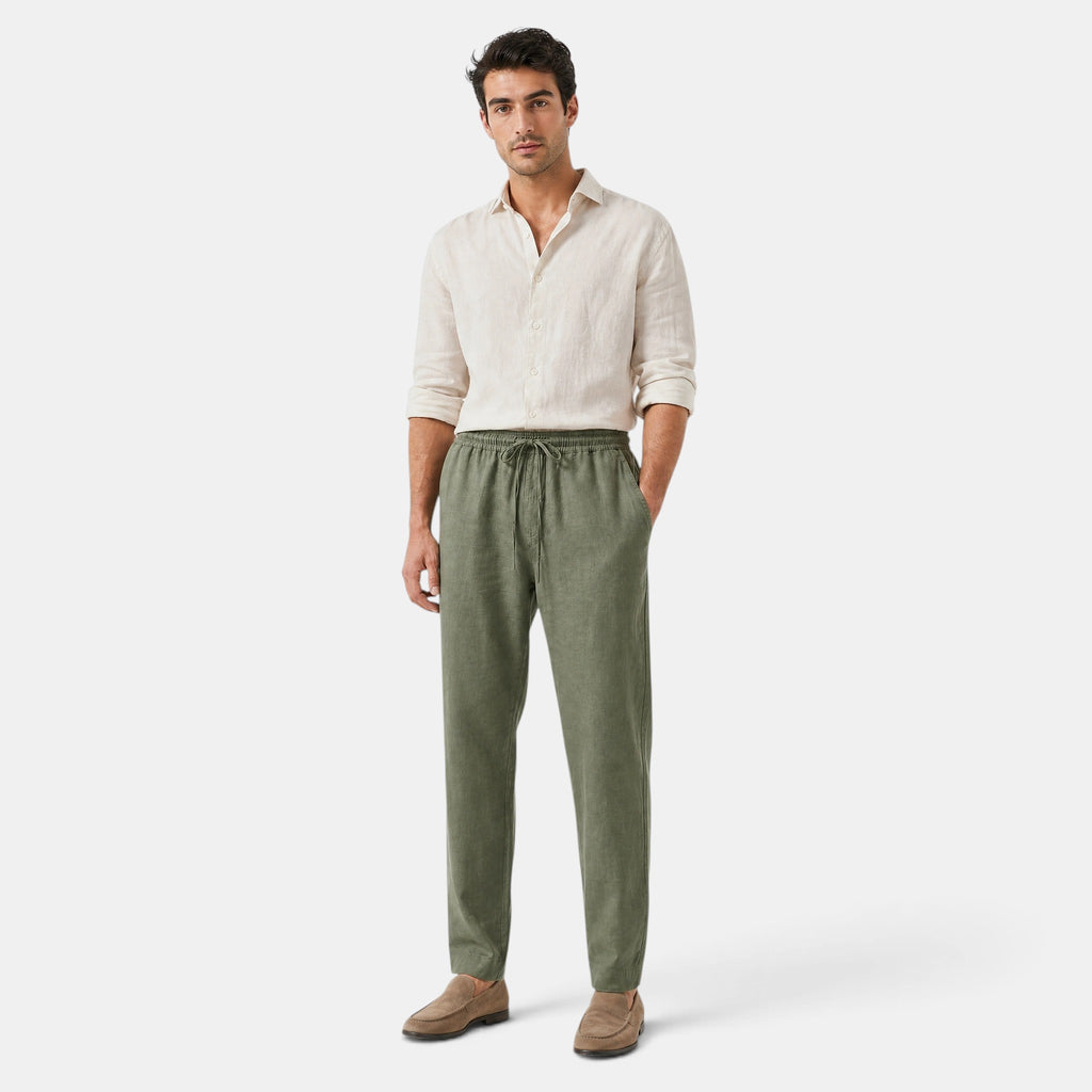 Men's Pants with Drawstring Waist and Straight Leg