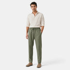 Men's Pants with Drawstring Waist and Straight Leg