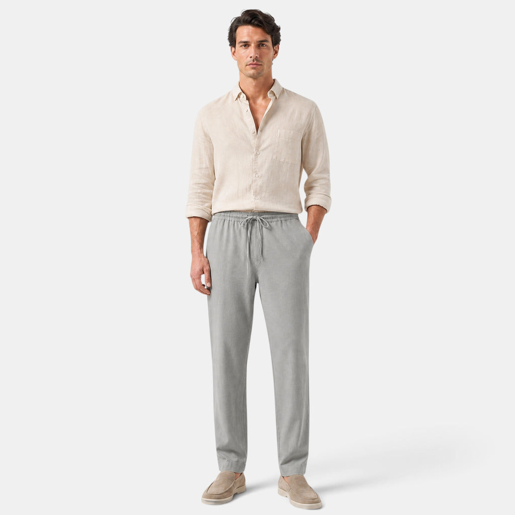 Men's Pants with Drawstring Waist and Straight Leg