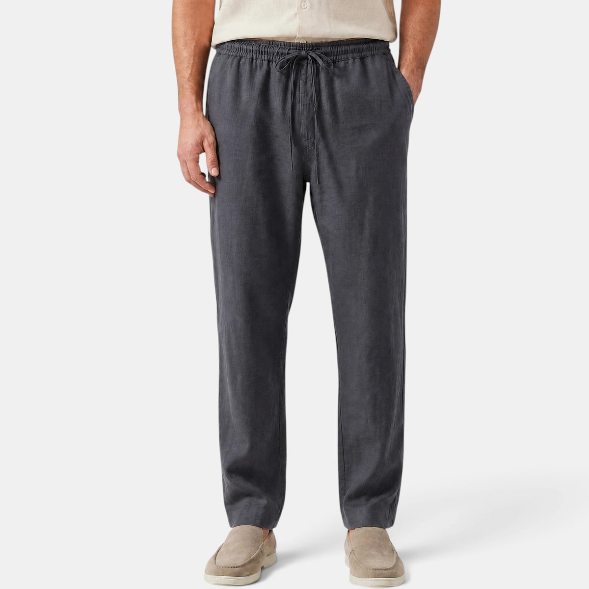 Men's Pants with Drawstring Waist and Straight Leg