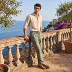 Men's Pants with Drawstring Waist and Straight Leg