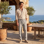Men's Pants with Drawstring Waist and Straight Leg