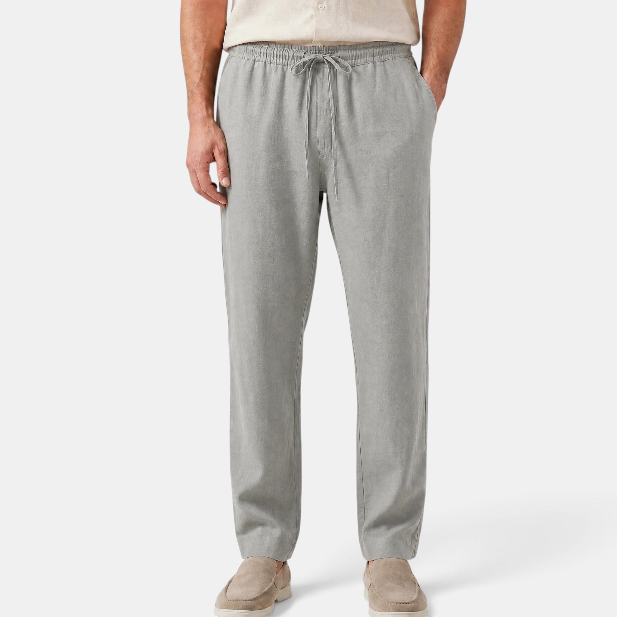 Men's Pants with Drawstring Waist and Straight Leg