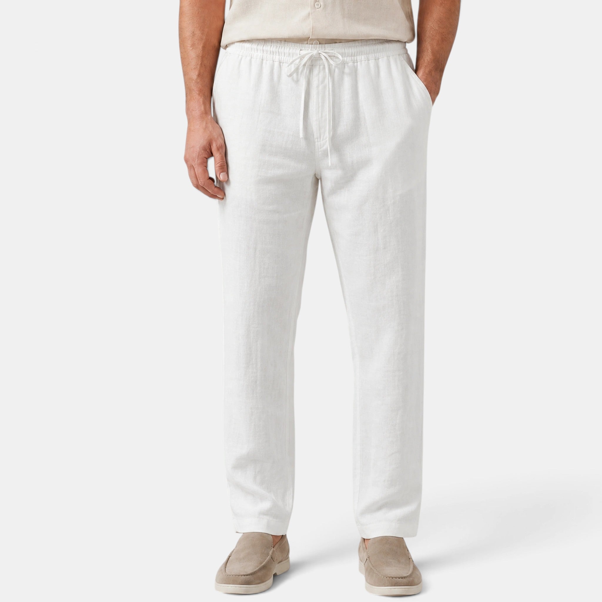 Men's Pants with Drawstring Waist and Straight Leg