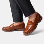 Men's Penny Loafers with Slip On Design and Apron Toe