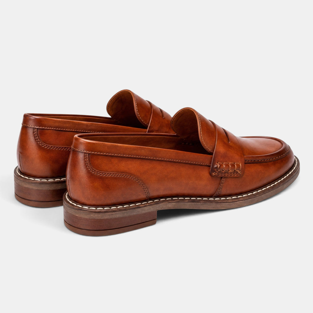 Men's Penny Loafers with Slip On Design and Apron Toe