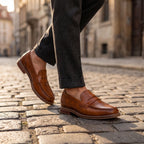 Men's Penny Loafers with Slip On Design and Apron Toe