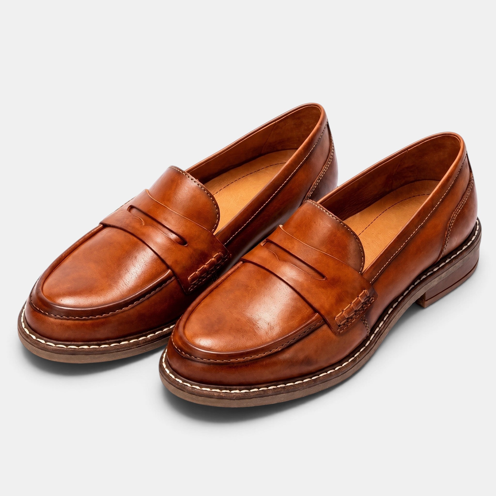 Men's Penny Loafers with Slip On Design and Apron Toe