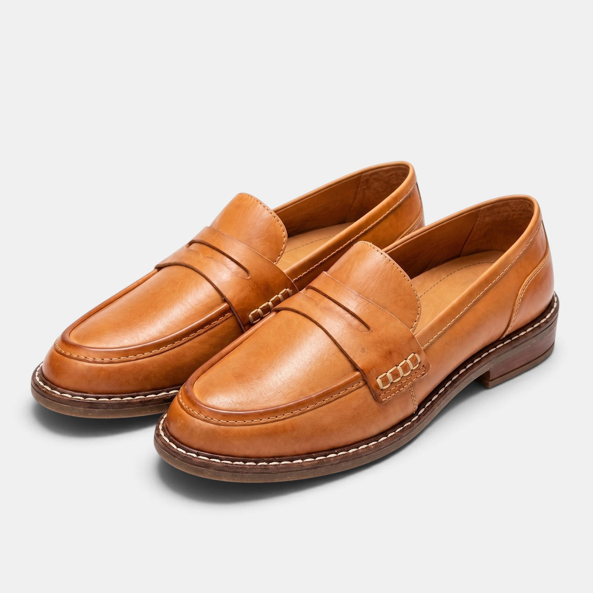 Men's Penny Loafers with Slip On Design and Apron Toe