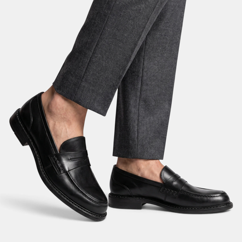 Men's Penny Loafers with Slip On Design and Apron Toe