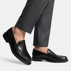 Men's Penny Loafers with Slip On Design and Apron Toe