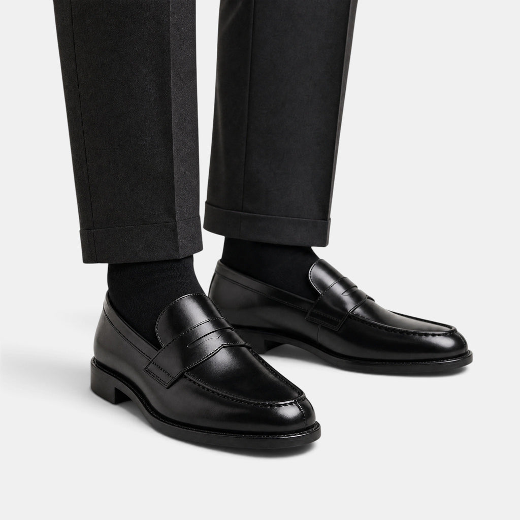 Men's Penny Loafers with Slip On Design and Moc Toe