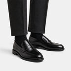 Men's Penny Loafers with Slip On Design and Moc Toe