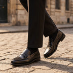 Men's Penny Loafers with Slip On Design and Moc Toe