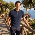 Men's Polo Shirt with Textured Finish and Button Placket