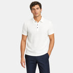 Men's Polo Shirt with Textured Finish and Button Placket