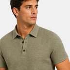 Men's Polo Shirt with Textured Finish and Button Placket