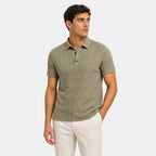 Men's Polo Shirt with Textured Finish and Button Placket