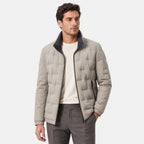 Men's Puffer Jacket with Stand Collar and Zip Front