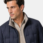 Men's Puffer Jacket with Stand Collar and Zip Front