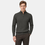 Men's Sweater with Quarter Zip and Stand Collar