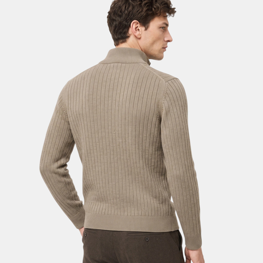 Men's Sweater with Quarter Zip and Stand Collar