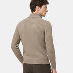 Men's Sweater with Quarter Zip and Stand Collar