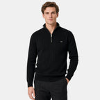 Men's Sweater with Quarter Zip and Stand Collar