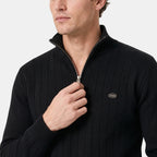 Men's Sweater with Quarter Zip and Stand Collar