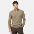Men's Sweater with Quarter Zip and Stand Collar
