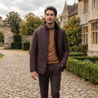 Men's Quilted Jacket with Stand Collar and Button Front