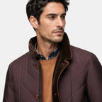 Men's Quilted Jacket with Stand Collar and Button Front