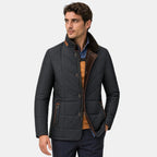 Men's Quilted Jacket with Stand Collar and Button Front