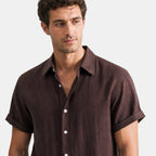 Men's Shirt and Pants Set with Short Sleeves and Button Front