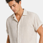 Men's Shirt and Pants Set with Short Sleeves and Button Front